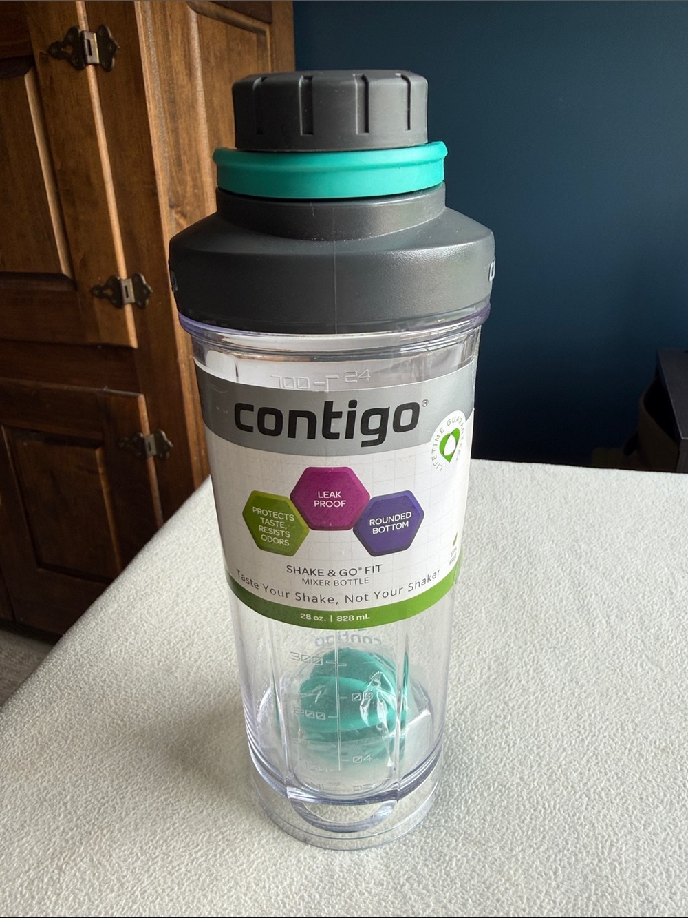 Contigo Turquoise & Gray Shake & Go Fit Mixer Bottle